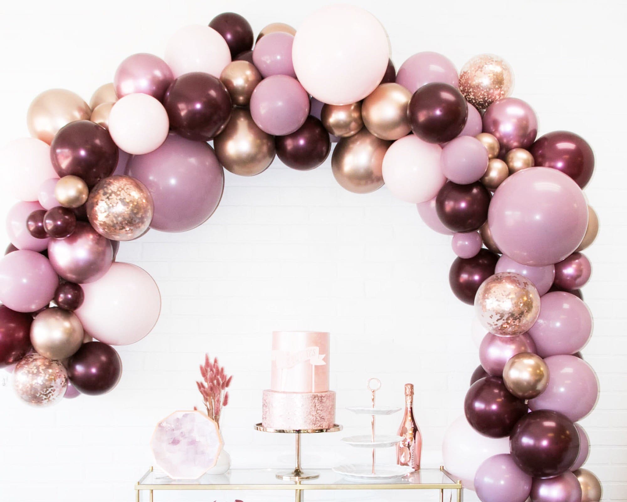 Arche de ballon ballonique - Rose violet et chrome