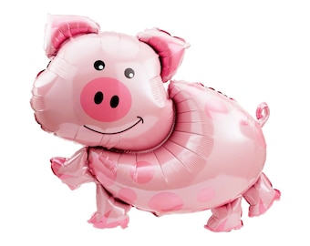 PIG Balloon - Giant Pig Mylar Balloon - 35 Inch - Barnyard Party Decor, Farm Animal Birthday, Western Baby Shower, Barnyard Birthday