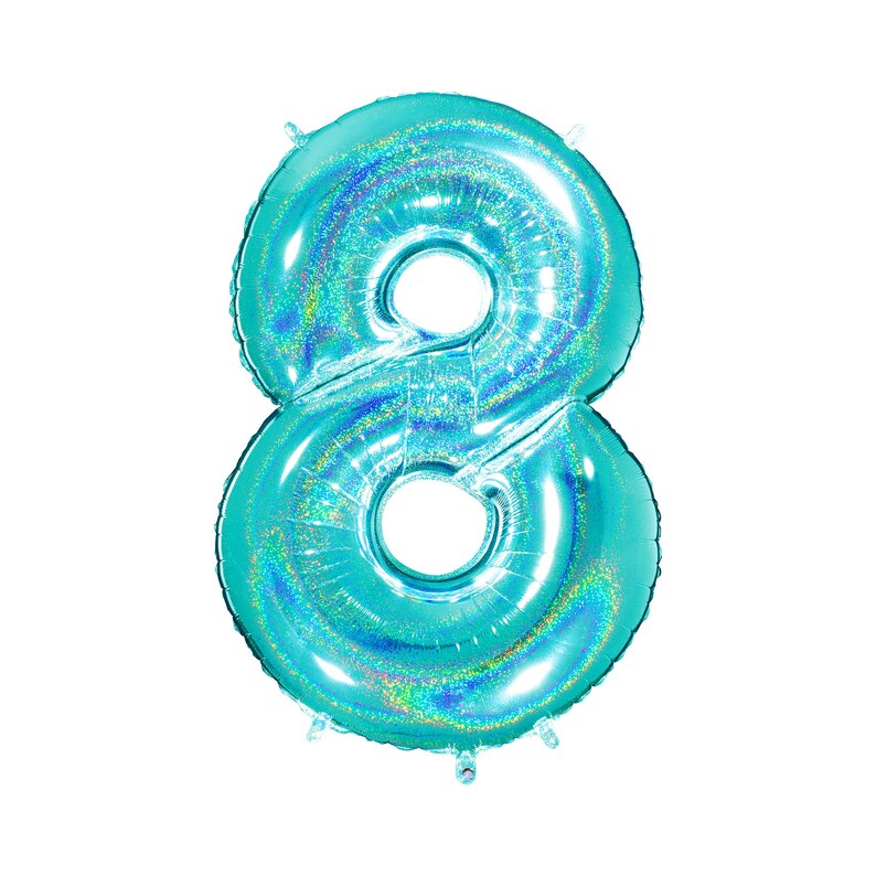 Aqua Holographic Mylar Number Balloons Giant Number Balloons Giant Number Balloons 40 Inch Holographic Aqua Giant Balloons