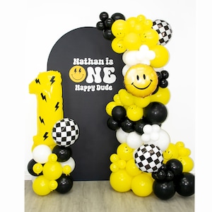 One Cool Dude Balloon Garland | One Happy Dude Balloon Arch | One Cool Dude Birthday Party Decorations | Checkered Balloons | 1st Birthday