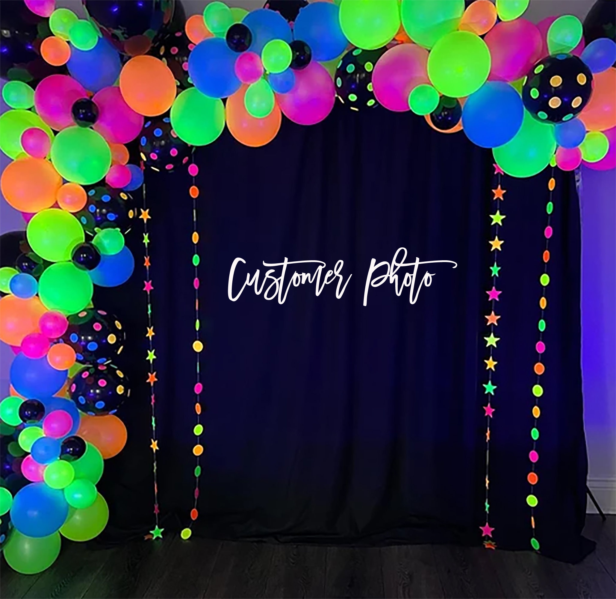 Glow Party Neon Garlands, Retro 80s Decor, Black Light Party Decorations,  Glow in the Dark Party Backdrop -  Israel