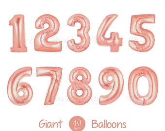 NEW Giant 40" Inch Rose Gold Number Balloons - Choose Your Number  - Rose Gold Mylar - Birthday Party, Number Balloons, Giant Numbers