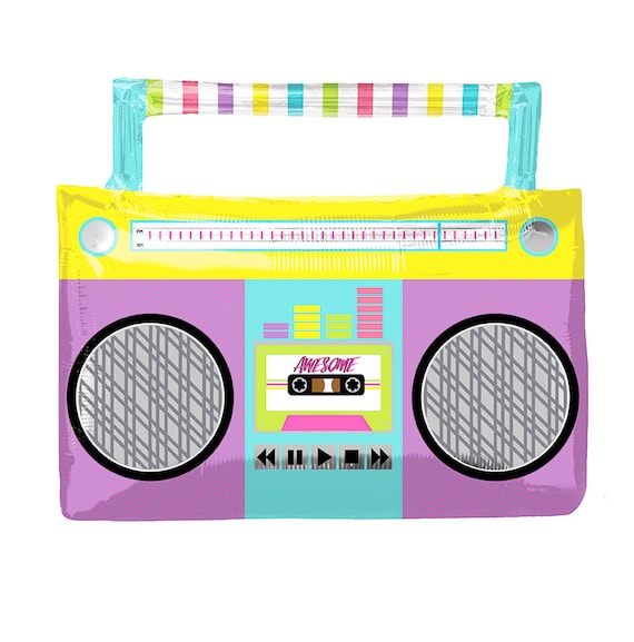 Boombox Balloon - Giant Boombox Music Mylar Balloon, 80's Party,  Hip Hop Party, 31 Inch Mylar, Rapper Music, Mix Party