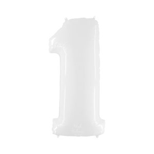 Giant Number Balloons - Bright White Mylar Number Balloons  - 40&quot; Inch Bright White Giant Balloons - Giant Number Balloons