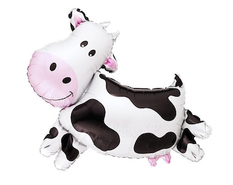 COW Balloon - Giant Cow Mylar Balloon - 30 Inch - Barnyard Party, Farm Animal Birthday, Western Baby Shower