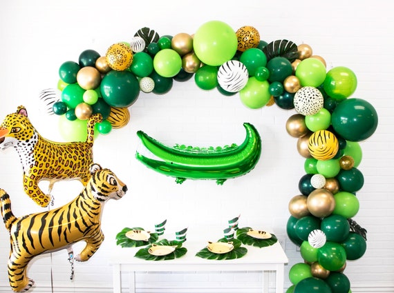 Green Balloon Arch Garland Jungle Safari Birthday Party Decoration