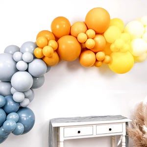 First Trip Around the Sun Balloon Arch Kit | Here Comes the Sun Balloon Garland | Yellow and Blue Balloon Arch | 1st Birthday Balloons image 1