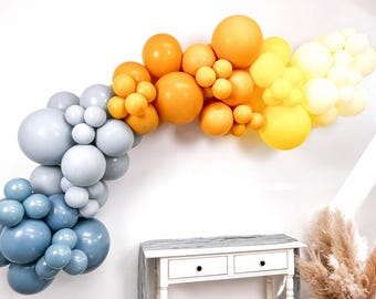First Trip Around the Sun Balloon Arch Kit | Here Comes the Sun Balloon Garland | Yellow and Blue Balloon Arch | 1st Birthday Balloons