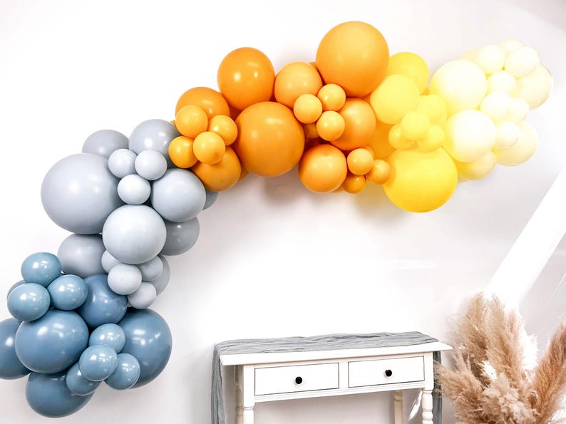 First Trip Around the Sun Balloon Arch Kit | Here Comes the Sun Balloon Garland | Yellow and Blue Balloon Arch | 1st Birthday Balloons image 1