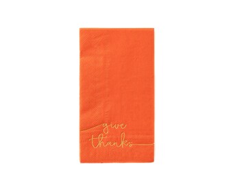 Thanksgiving Dinner Napkins | Give Thanks Cursive Words Napkins | Thanksgiving Napkins | Thanksgiving Table Decor | Pack of 18