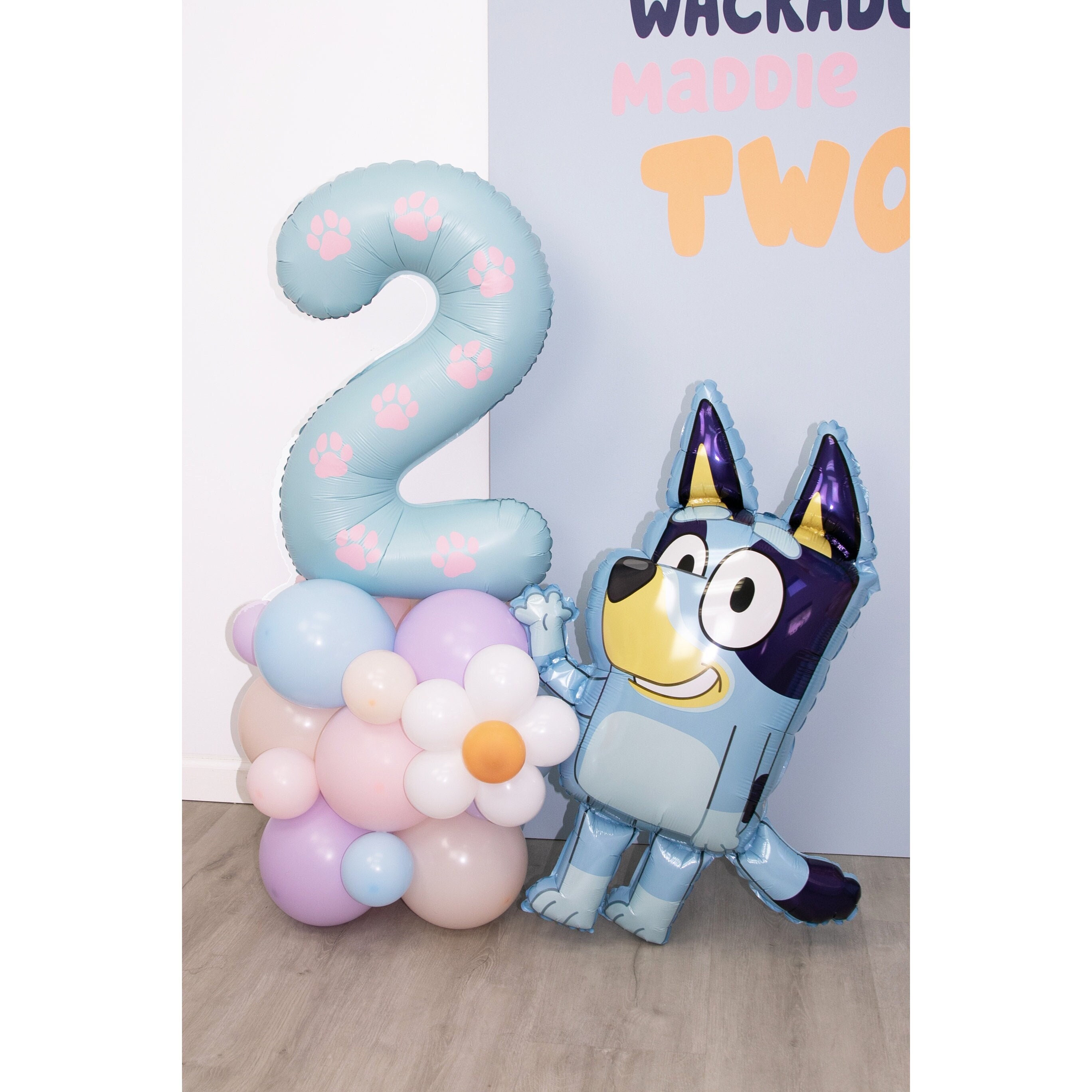 Bluey Number Balloon Tower Giant 32 Inch Light Blue Balloon Structure With  Custom Vinyl Paw Prints Bluey Birthday Party Wackadoo 