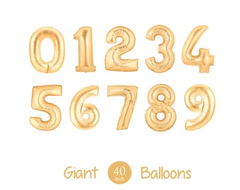 Giant 40" Inch Gold Mylar Balloons - Choose Your Number  - Metallic Gold - Number Balloons, Giant Numbers, Authentic Megaloons Made in Italy