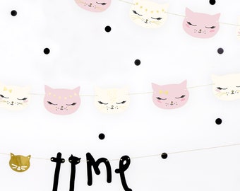 Kitty Cat Pink and White Banner | Kitty Cat Birthday Party | Pink Kitty Party Decorations | Kitty Birthday | Pink and White Kitty Cat Banner