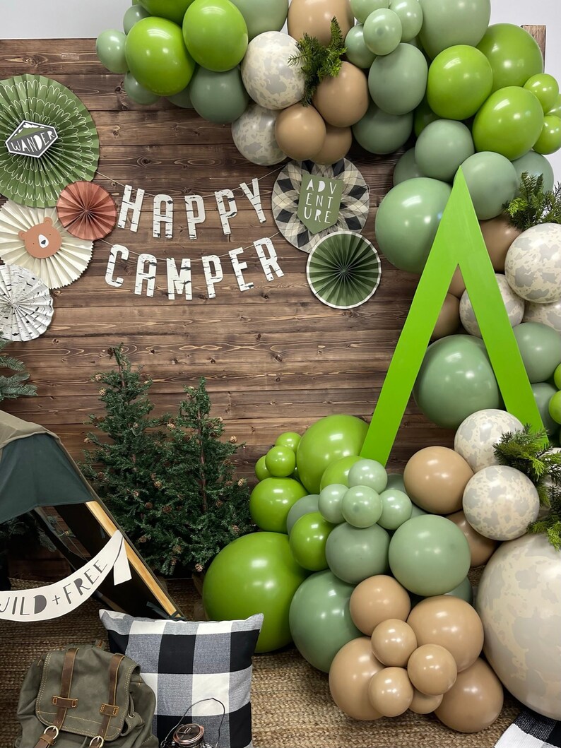Happy Camper Balloon Garland Kit Adventure Awaits Balloon Arch Camping Birthday Party Outdoor Camping Theme Handmade image 1