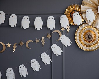 Hedwig Owl Banner Set | Owl and Lightning Bolt Harry Potter Inspired Banner | Harry Potter Party | Witches and Wizard Party | Owl Garland