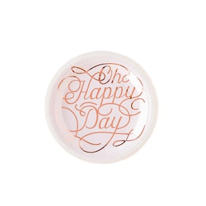 Oh Happy Day Plates | Pink and Rose Gold Paper Plates | Oh Happy Day Paper Plates | Pack of 12