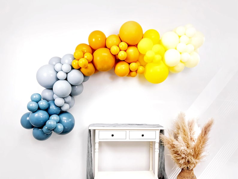 First Trip Around the Sun Balloon Arch Kit | Here Comes the Sun Balloon Garland | Yellow and Blue Balloon Arch | 1st Birthday Balloons image 2