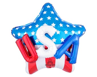 USA Star Balloon | 4th of July  Mylar Balloon | 32 Inch | Red White and Blue 3D USA Mylar Balloon | Patriotic Party Decor | Independence Day