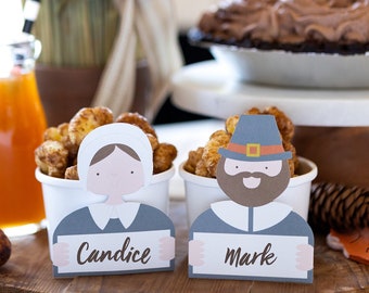 Thanksgiving Pilgram Placecards | Thanksgiving Banner | Autumn Table Decor | Friendsgiving Decor | Thanksgiving Place Cards | Pack of 8