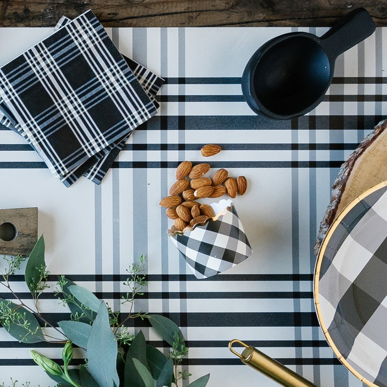 Gingham Farms Dinner Napkins Black and White Plaid Dinner Napkins Black and White Plaid Pack of 24