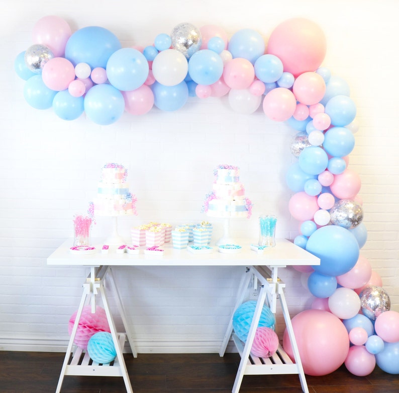 Gender Reveal Balloon Garland Kit in Shades of Pink and Blue Etsy
