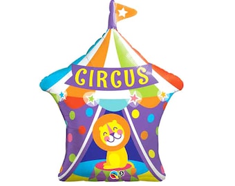 Circus Balloon - Giant Big Top Mylar Balloon - Circus Party, Carnival Party, Circus Birthday,  Mylar Balloon 36 Inch, Big Top Birthday