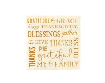 Thanksgiving Dinner Napkins | Harvest Thankful Cursive Words Napkins | Thanksgiving Napkins | Thanksgiving Table Decor | Pack of 18