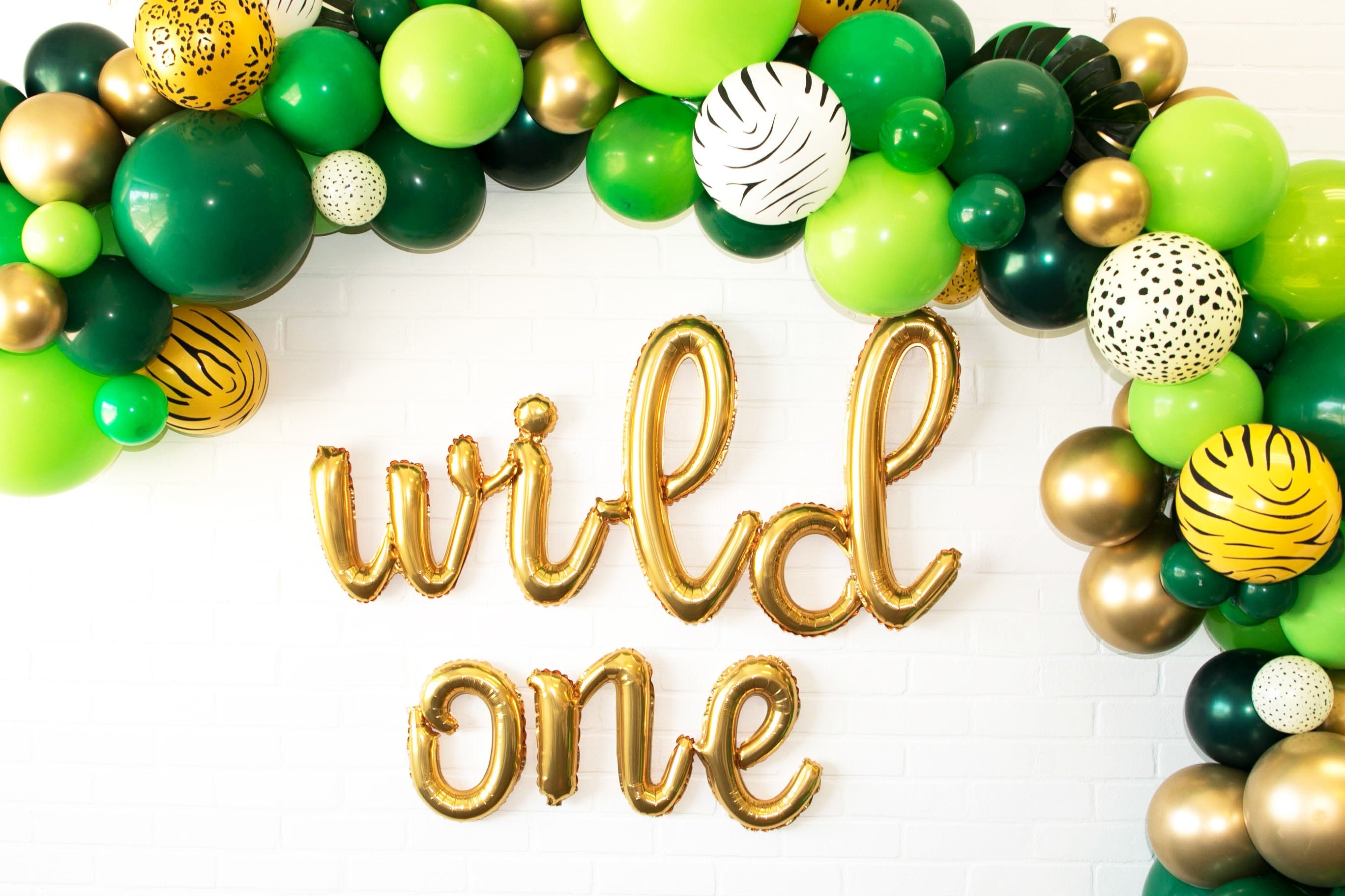 Wild One Gold Script Letter Balloons Cursive, First Birthday Silverjungle  First Birthday Party, Where the Wild Ones Are, Baby Birthday 