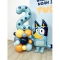 Bluey Number Balloon Tower | Giant 32" Inch Light Blue Balloon Structure with Custom Vinyl Paw Prints | Bluey Birthday Party | Let's Pawty