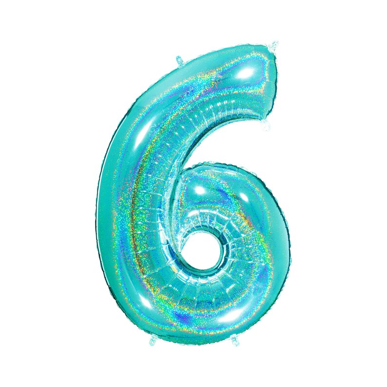 Aqua Holographic Mylar Number Balloons Giant Number Balloons Giant Number Balloons 40 Inch Holographic Aqua Giant Balloons