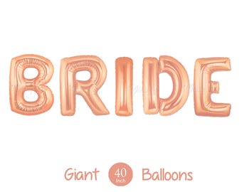 NEW Rose Gold BRIDE Balloons -  Giant 40" Inch Rose Gold Mylar Balloons in Letters B-R-I-D-E  - Bridal Shower Balloons, Wedding Decorations