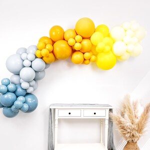First Trip Around the Sun Balloon Arch Kit | Here Comes the Sun Balloon Garland | Yellow and Blue Balloon Arch | 1st Birthday Balloons