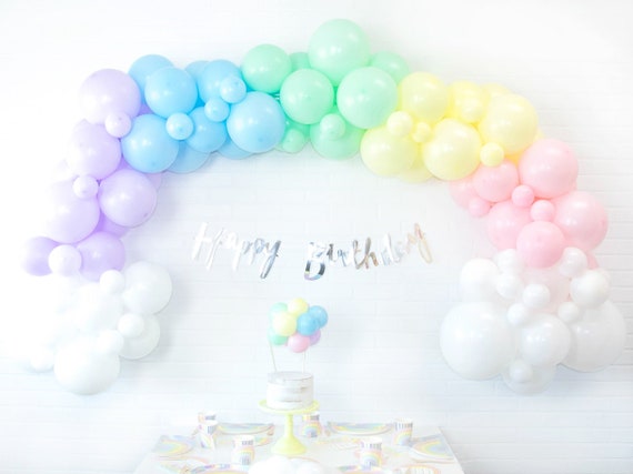 Pastel Rainbow Balloon Garland Kit Rainbow Balloon Arch Pastel Rainbow  Birthday Decorations Rainbow Balloon Garland 