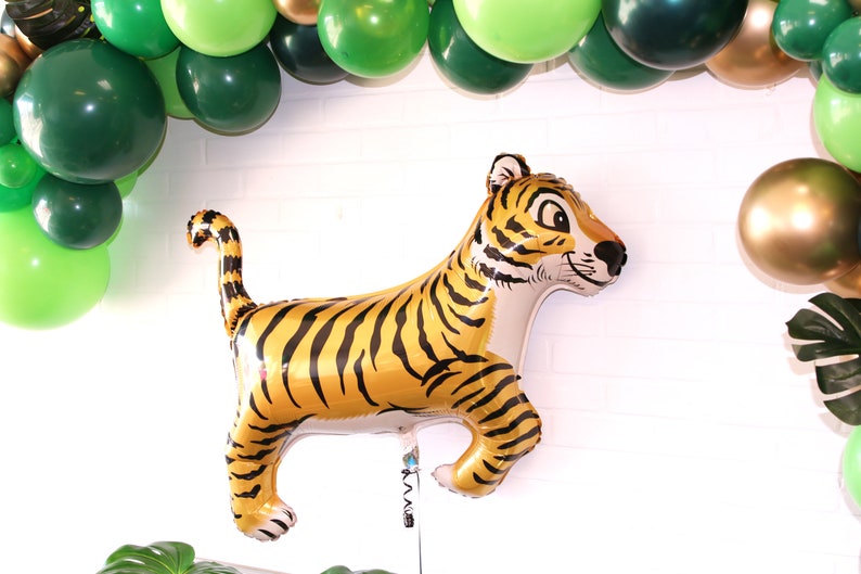 TIGER Balloon Giant Tiger Mylar Balloon 34 Inch Tiger Balloon Wild One Party Safari Birthday Jungle Party Decor image 2