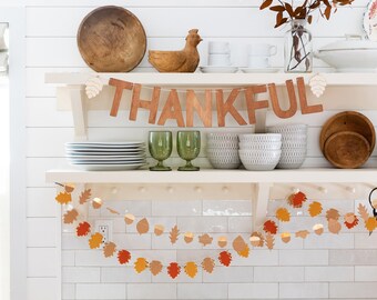 Thankful Wooden Banner  | Thanksgiving Banner | Autumn Table Decor | Friendsgiving Decor | Thanksgiving Decorations