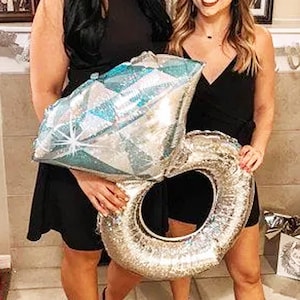 Diamond Engagement Ring Balloon - Giant 37 Inch Mylar Balloon - Diamond Ring Balloon - Bachelorette Party - Bridal Shower - Engagement Party