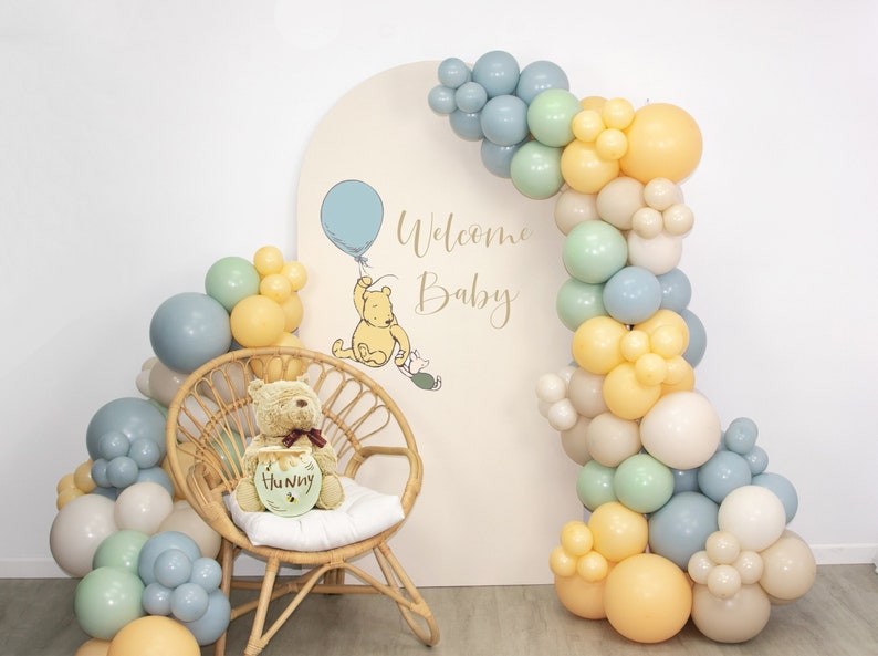 Classic Winnie the Pooh Balloon Garland Kit Retro Winnie the Pooh Balloon Arch Neutral Colored Baby Shower matte colors image 1