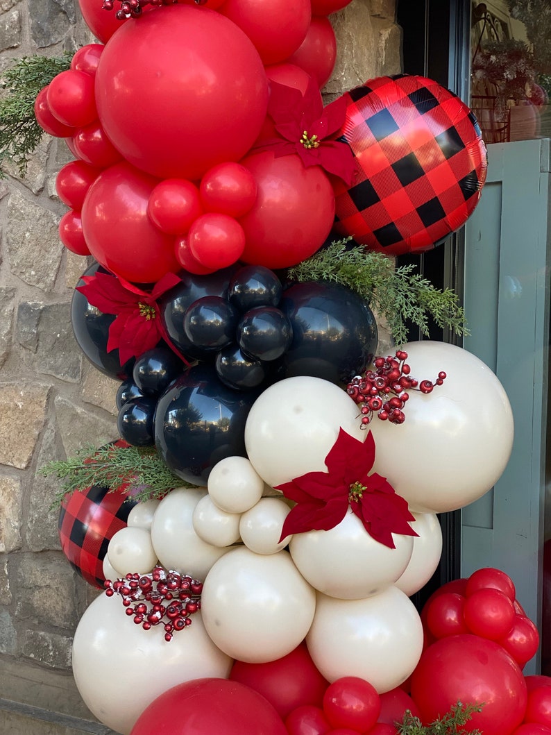 Buffalo Plaid Balloon Garland Kit Red and Black Buffalo Etsy