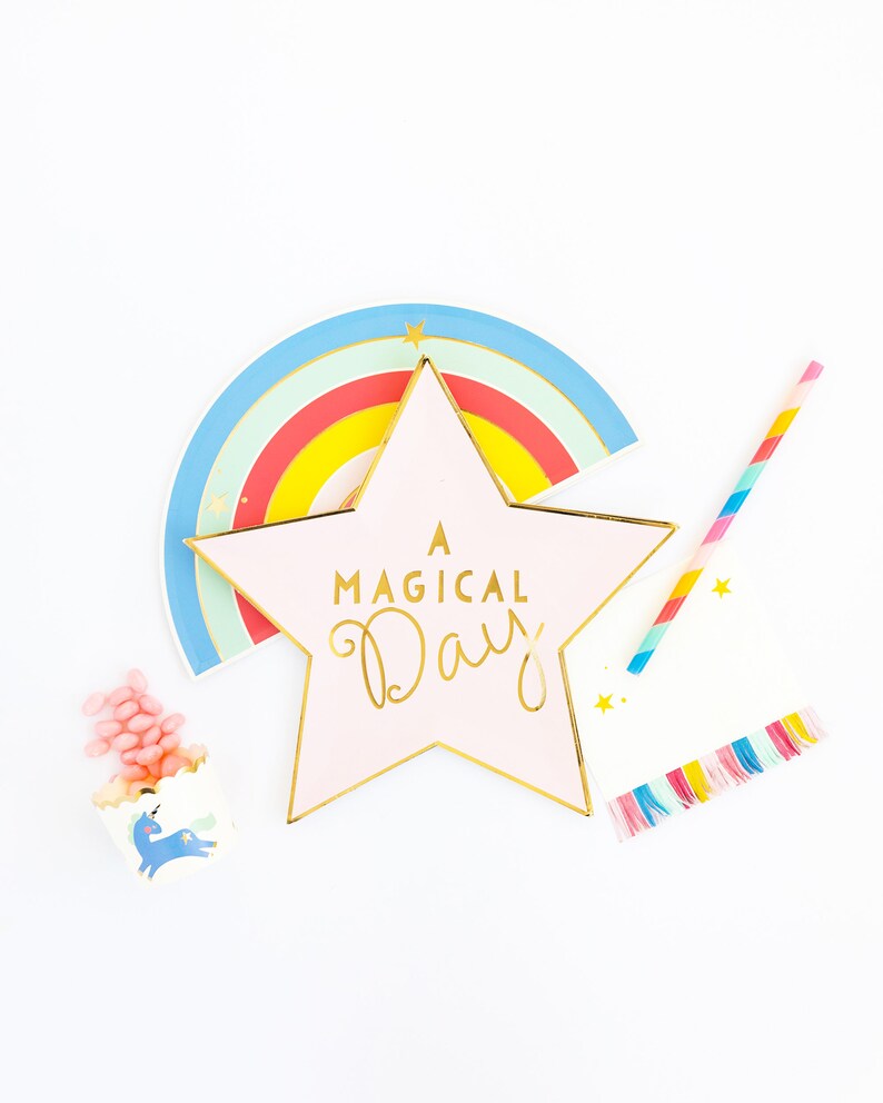 Rainbow Birthday Party Unicorn Party Pack of 8 Paper Plates Magical Rainbow Plates 9 Rainbow Shower