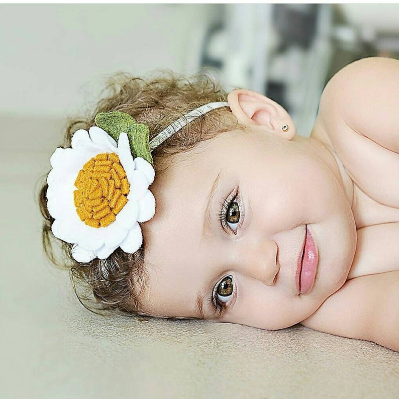 Baby Girl Headband Large Daisy Baby Shower Gift Daisy Hair Clip Floral Daisy Daisy Felt Daisy