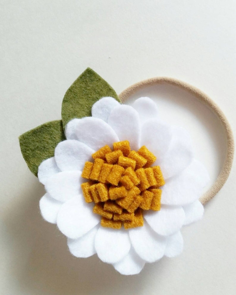 Baby Girl Headband Large Daisy Baby Shower Gift Daisy Hair Clip Floral Daisy Daisy Felt Daisy