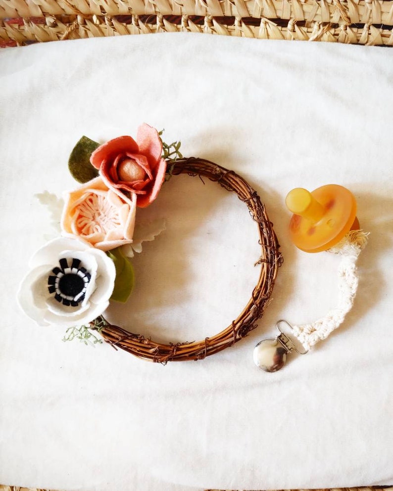 Felt Flowers Felt Wreath Mini Wreath Home Decor Floral Decor Nursery Decor Bathroom Decor Wreath Wall Decor Flower Wreath