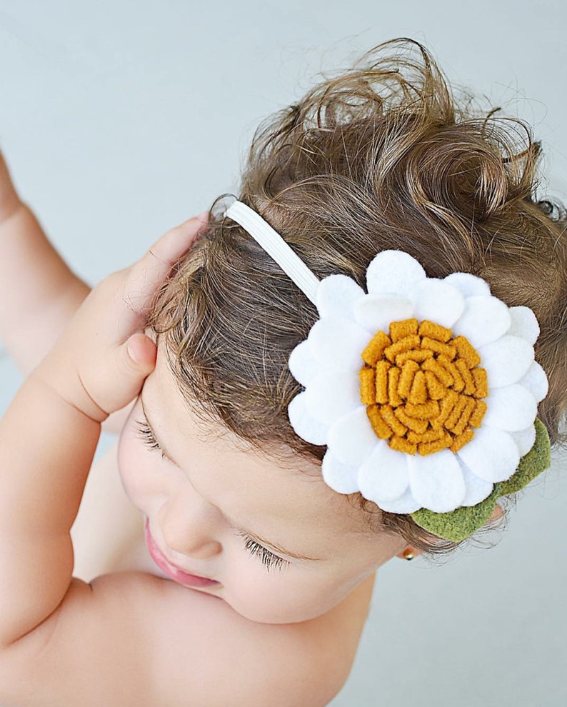 Baby Girl Headband Large Daisy Baby Shower Gift Daisy Hair Clip Floral Daisy Daisy Felt Daisy