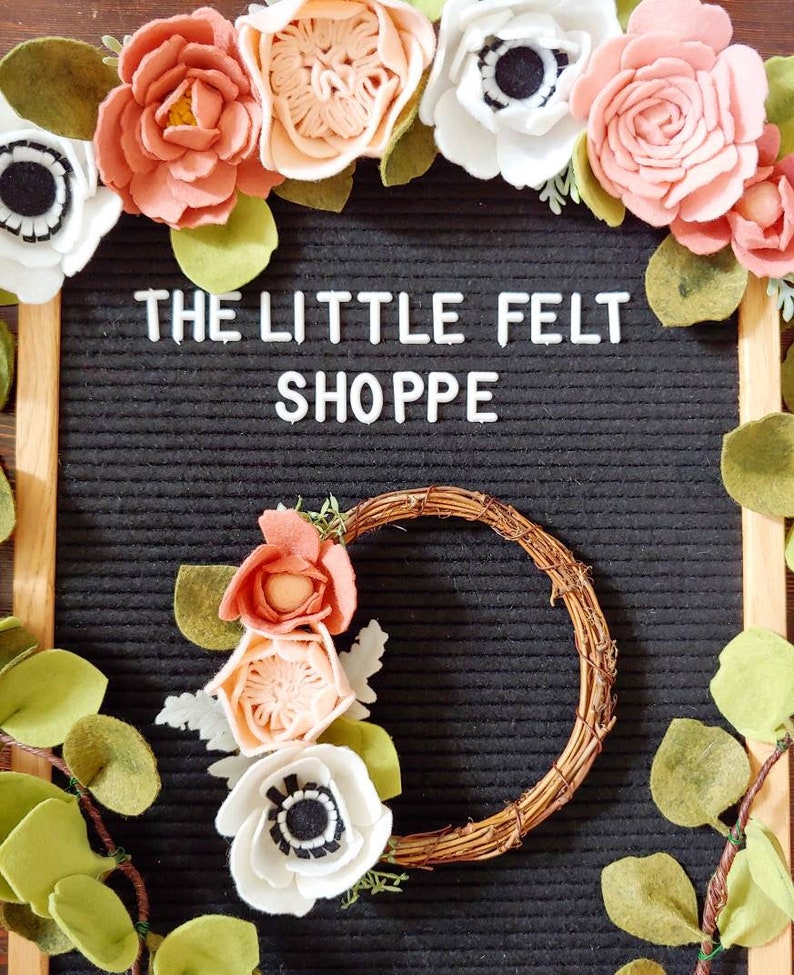 Felt Flowers Felt Wreath Mini Wreath Home Decor Floral Decor Nursery Decor Bathroom Decor Wreath Wall Decor Flower Wreath