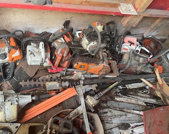 Chainsaw Parts, Chains, Bars for Art Projects