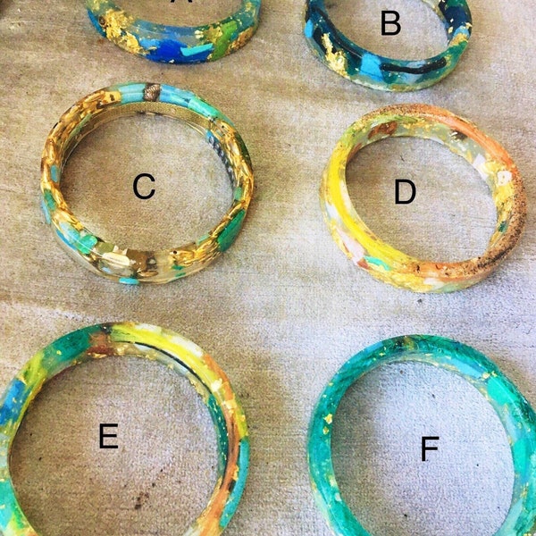 Save Lahaina/ Resin Bangle/Respect Our Beaches Bangle with Beach Collected Micro Plastic Inner Diameter 2.5”
