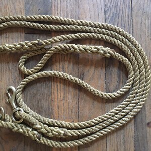 Nautical Dog Leash Natural/ Double Dog Leash/ Sturdy /Handcrafted with Brass Clips