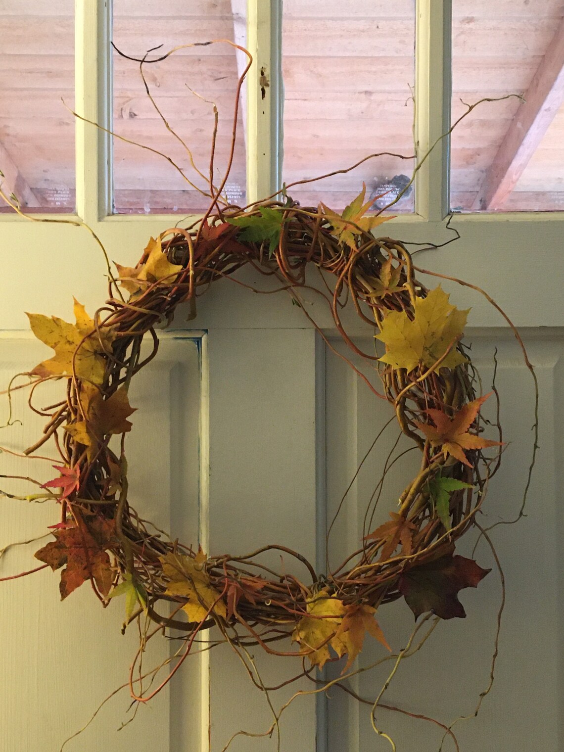 Curly Willow and Maple Leaf Wreath Medium Wreath Country Etsy