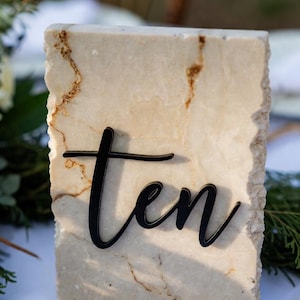 DIY Table Number Signage Event Decor Cursive cut out thin 3D Letter Sign letters wedding sign letters Stone table numbers wedding DIY