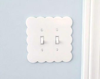 Scallop Edge Light Switch Cover Girly Scalloped Edge Outlet Cover Wavy Switch Cover Plate Decorative  Modern Electrical Switch cover girls